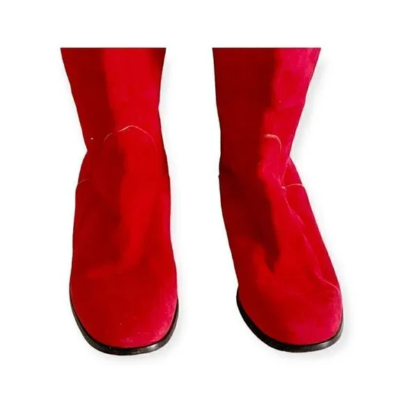 Vintage Yves Saint Laurent red suede long boots, Size 7 - Picture 13 of 15